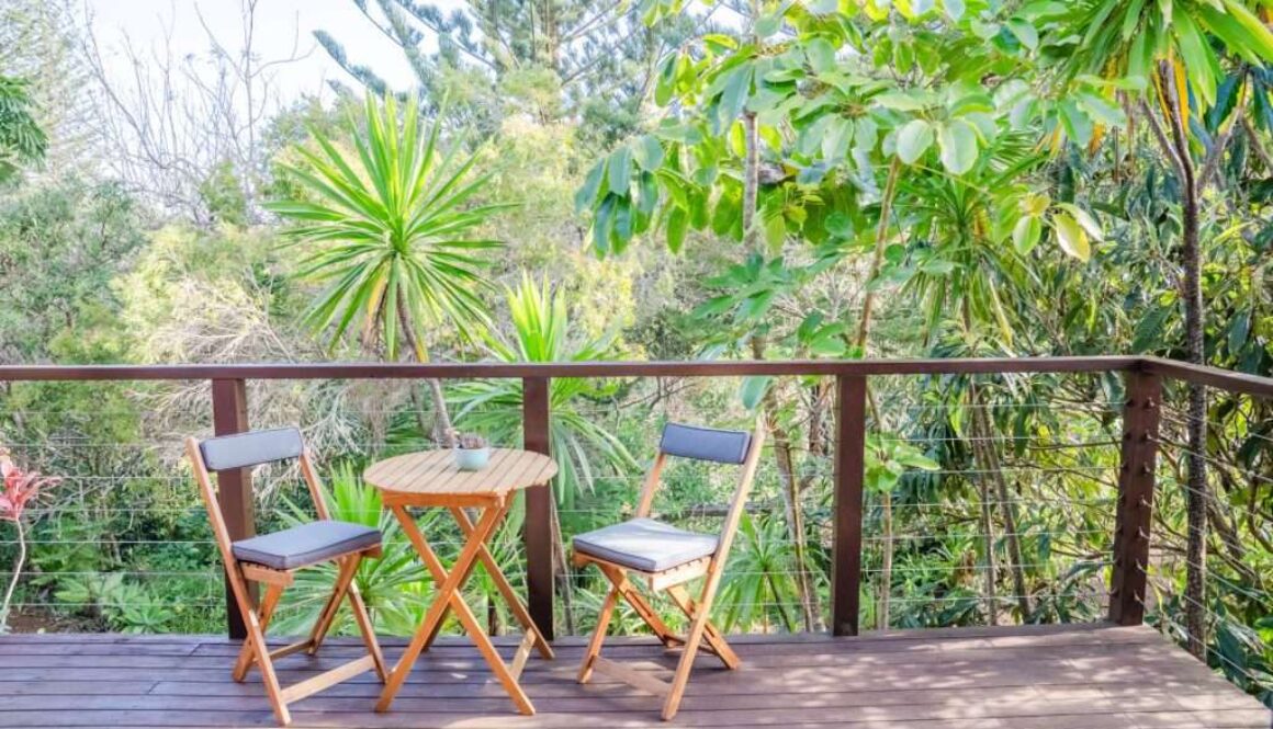 Broad Leaf Villas, table on deck