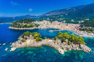 Parga and Panagia Island Parga and Panagia Island Greece aerial view. Photo by Calin Stan